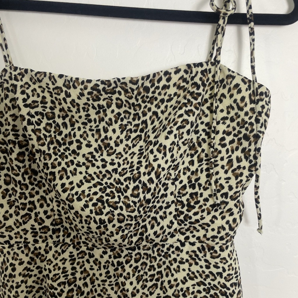 Leopard Cheetah Tie Top Babydoll Skater Chic Girly Classy Trendy Hip Mini Dress - Picture 3 of 7